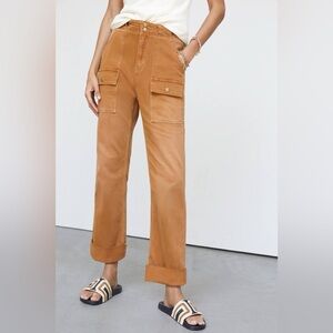 Anthropologie Pilcro The Level Utility Cargo Boyfriend Pant Honey Cognac Brown